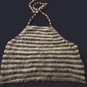 Fashion Nova Fuzzy Striped Crop Top